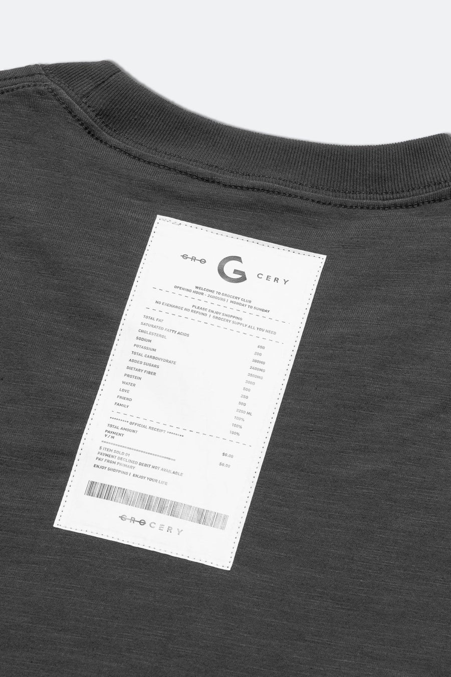 GROCERY TEE-001 INVOICE/ CHARCOAL