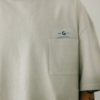 GROCERY TEE-069 DIRTY WASHED INVOICE POCKET TEE/ FADED WHITE