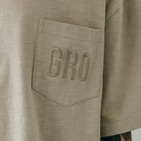 GROCERY TEE-078 EMBROIDERY LOGO POCKET TEE/ DUSTY GREEN